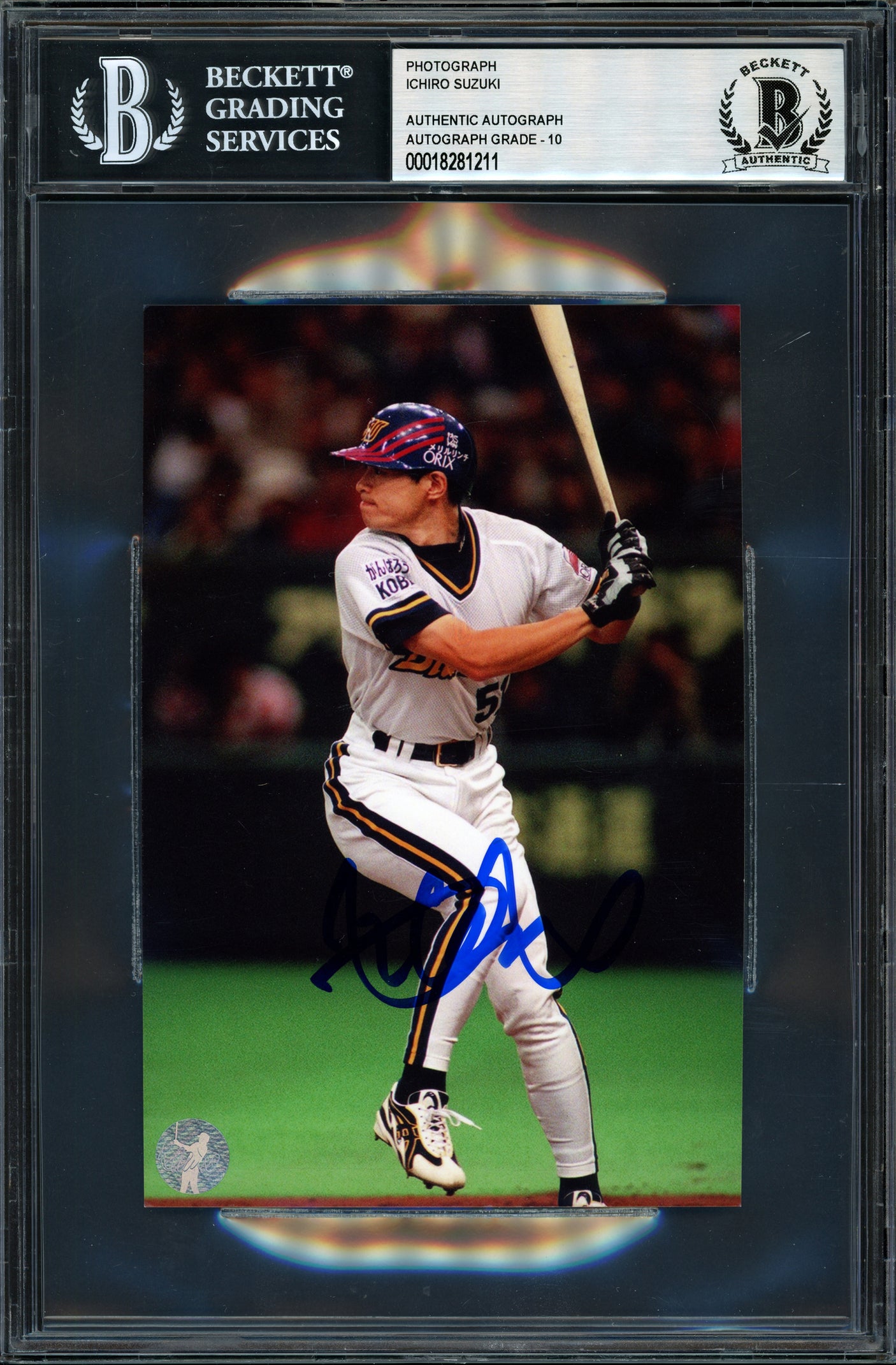 Ichiro Suzuki Autographed 4x6 Photo Orix Blue Wave Auto Grade Gem Mint 10 Beckett BAS #18281211
