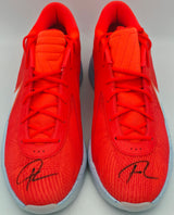 Giannis Antetokounmpo Autographed 2024 Player Exclusive (PE) Promo Bright Crimson, White & Glacier Nike Zoom Freak 6 SOS P Shoes Milwaukee Bucks Size 17 (No Box) Beckett BAS Witness #3W396865 & #3W396866