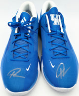 Giannis Antetokounmpo Autographed 2022 Player Exclusive (PE) Promo Royal Blue & White Nike Zoom Freak 4 NCAA Shoes Size 16 Beckett BAS Witness #3W396586 #3W396587
