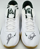 Giannis Antetokounmpo Autographed 2022 Player Exclusive (PE) Promo MICHIGAN STATE White & Pro Green Nike Zoom Freak 4 NCAA SOS Shoes Size 16 (With Box) Beckett BAS Witness #3W396969 & #3W396970