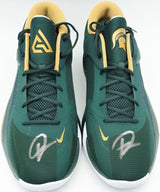 Giannis Antetokounmpo Autographed 2022 Player Exclusive (PE) Promo MICHIGAN STATE PRO GRN/METALLIC Nike Zoom Freak 4 NCAA SOS Shoes Size 16 (With Box) Beckett BAS Witness #3W396698 & #3W396699