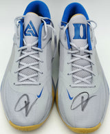 Giannis Antetokounmpo Autographed 2022 Player Exclusive (PE) Promo DUKE BLUE DEVILS WOLF Nike Zoom Freak 4 NCAA SOS Shoes Size 16 (With Box) Beckett BAS Witness #3W399782 & #3W399783