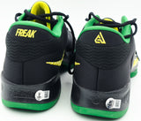 Giannis Antetokounmpo Autographed 2022 Player Exclusive (PE) Promo OREGON BLK/YLW STRIKE/BLK Nike Zoom Freak 4 NCAA SOS Shoes Size 16 (With Box) Beckett BAS Witness #3W396582 & #3W396583