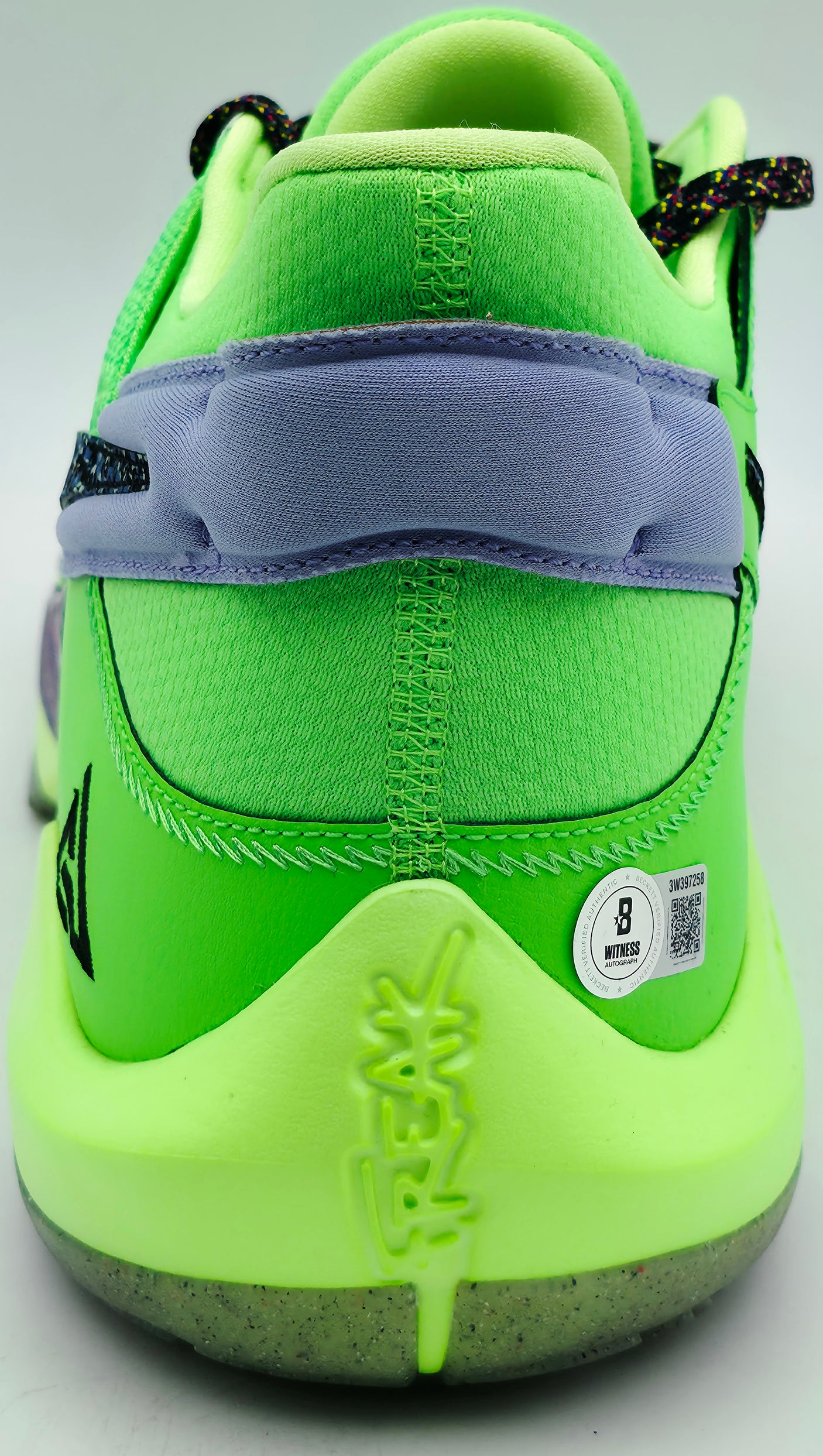 Giannis Antetokounmpo Autographed 2021 Player Exclusive (PE) Promo Rage Green, Multi & Color Nike Zoom Freak 2 (Single) Shoe Milwaukee Bucks Size 16 (With Box) Beckett BAS Witness #3W397258