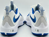 Giannis Antetokounmpo Autographed 2021 Player Exclusive (PE) Promo UNIVERSITY OF KENTUCKY WHT/ROYAL/WHT Nike Zoom Freak 3 NCAA SOS Shoes Size 16 (With Box) Beckett BAS Witness #3W396849 & #3W396850