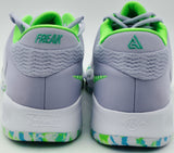 Giannis Antetokounmpo Autographed Green, White & Grey Nike ZOOM FREAK 4 Shoes Milwaukee Bucks Size 16 (With Box) Beckett BAS Witness #3W396746 & #3W396747
