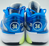 Giannis Antetokounmpo Autographed White, Metalic Blue & Metallic Silver Nike ZOOM FREAK 5 Shoes Milwaukee Bucks Size 17 (With Box) Beckett BAS Witness #3W396331 & #3W396332