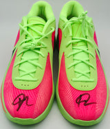 Giannis Antetokounmpo Autographed LIME BLAST/HYPER PINK Nike Zoom Freak 6 Shoes Milwaukee Bucks Size 17 (With Box) Beckett BAS Witness #3W395100 & #3W395101