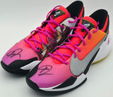 Giannis Antetokounmpo Autographed GRADIENT FADE Nike Zoom Freak 2 Shoes Milwaukee Bucks Size 17 (No Box) Beckett BAS Witness #3W395059 & #3W395060