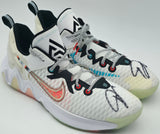Giannis Antetokounmpo Autographed 2024 Player Exclusive (PE) Promo Duke Blue Devils Black Nike Zoom Freak 6 NCAA Shoes Size 17 (No Box) Beckett BAS Witness #3W396446 & #3W396447