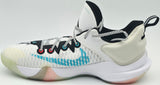 Giannis Antetokounmpo Autographed WHITE/CLEAR RAINBOW Nike IMORTALITY 3 Shoes Milwaukee Bucks Size 17 (No Box) Beckett BAS Witness #3W397277 & #3W397278