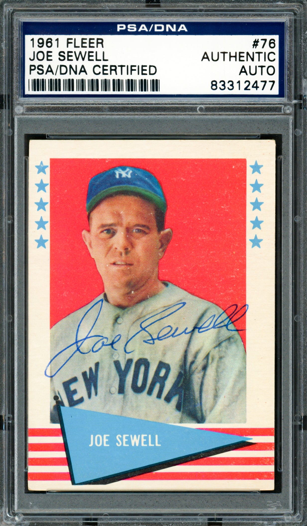 Joe Sewell Autographed 1961 Fleer Card #76 New York Yankees PSA/DNA #83312477