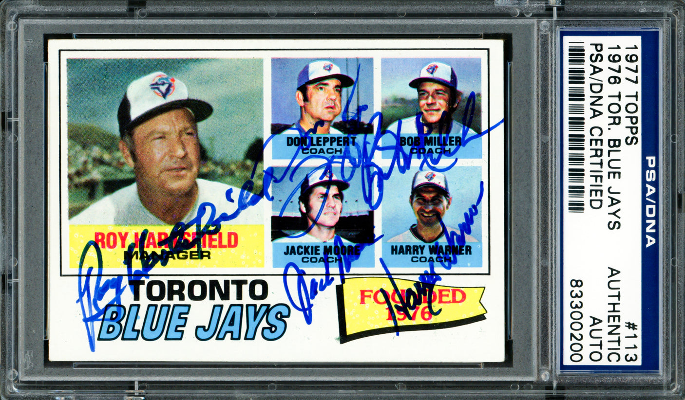 Toronto Blue Jays Coaches Autographed 1977 Topps Card #113 (Signed By All 5) PSA/DNA #83300200