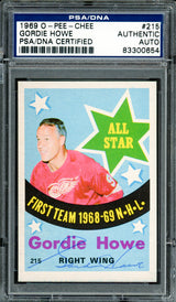 Gordie Howe Autographed 1969-70 O-Pee-Chee Card #215 Detroit Red Wings PSA/DNA #83300654