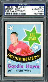 Gordie Howe Autographed 1969-70 O-Pee-Chee Card #215 Detroit Red Wings PSA/DNA #83300660