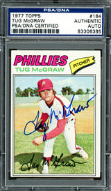Tug McGraw Autographed 1977 Topps Card #164 Philadelphia Phillies PSA/DNA #83306385