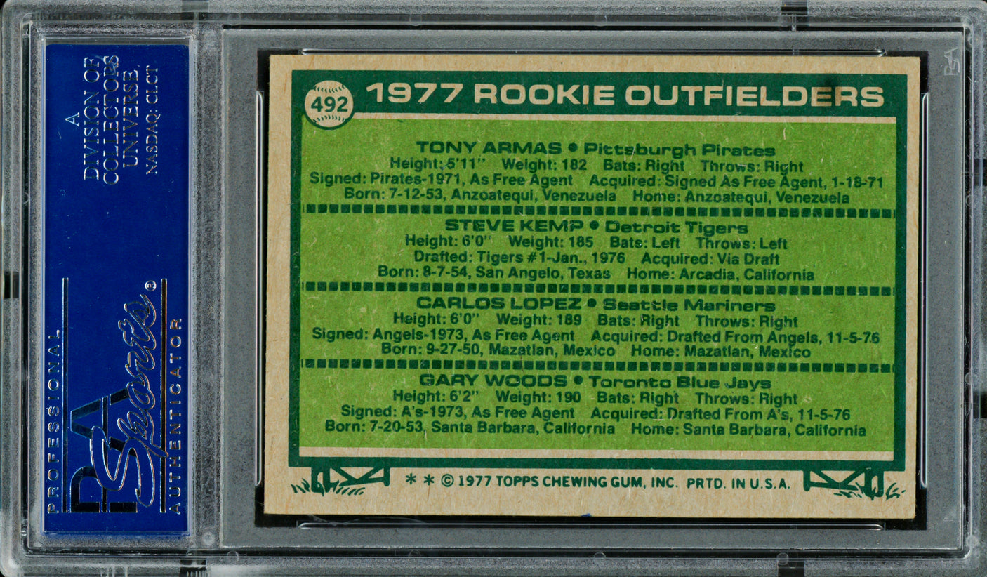 Rookie Outfielders Autographed 1977 Topps Rookie Card #492 (Signed By All 4) PSA/DNA #83319398