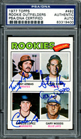 Rookie Outfielders Autographed 1977 Topps Rookie Card #492 (Signed By All 4) PSA/DNA #83319400