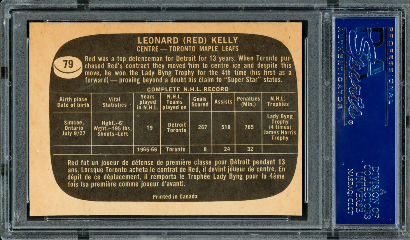Red Kelly Autographed 1966-67 Topps Card #79 Toronto Maple Leafs PSA/DNA #83462246