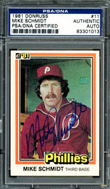 Mike Schmidt Autographed 1981 Donruss Card #11 Philadelphia Phillies PSA/DNA #83301013