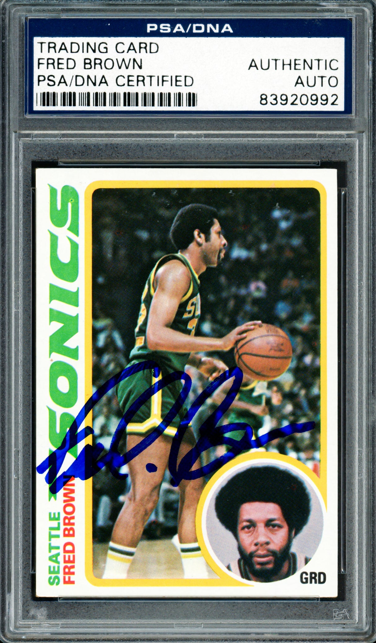 Downtown Fred Brown Autographed 1978-79 Topps Card #59 Seattle Supersonics PSA/DNA #83920992
