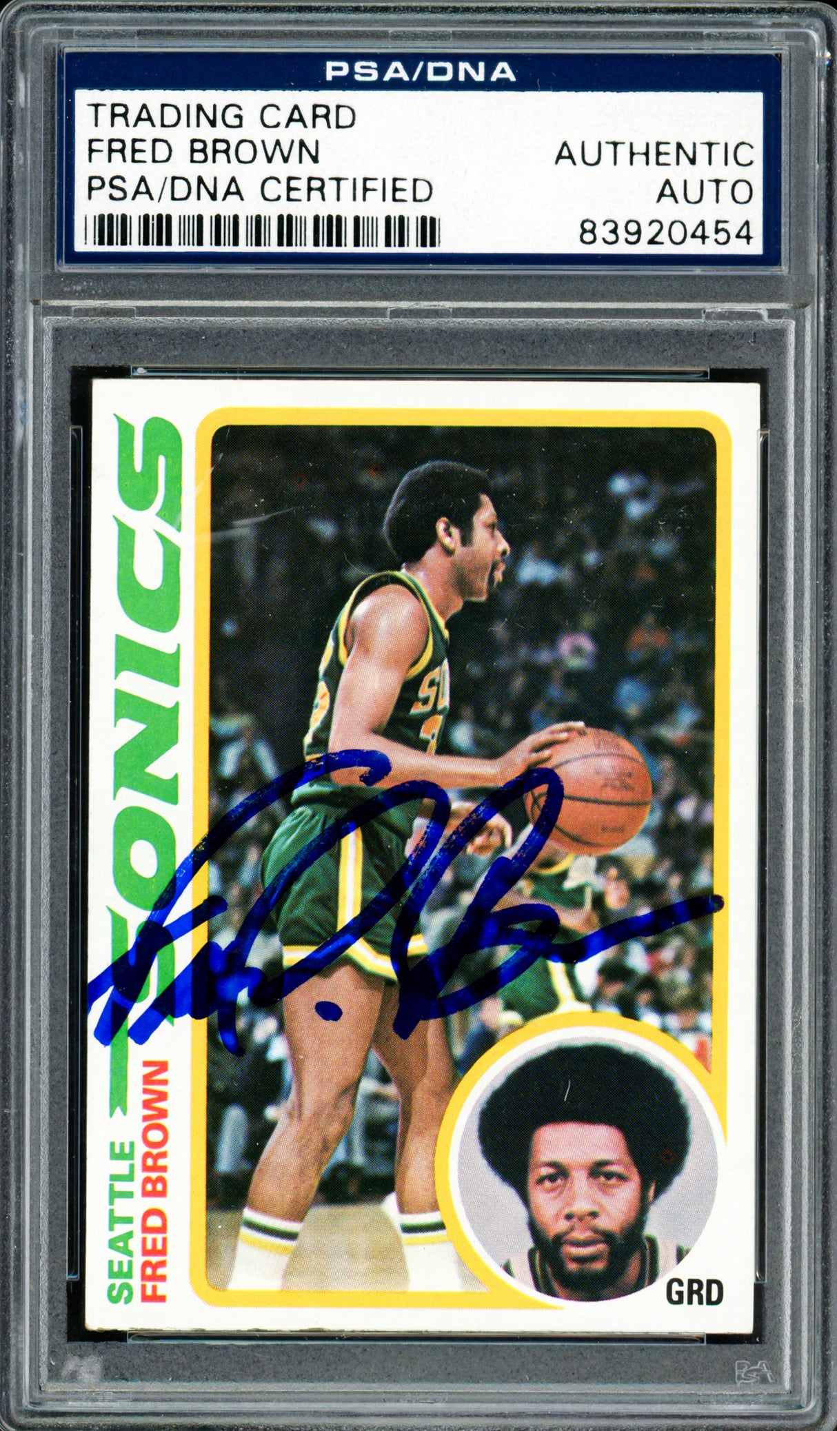 Downtown Fred Brown Autographed 1978-79 Topps Card #59 Seattle Supersonics PSA/DNA #83920454