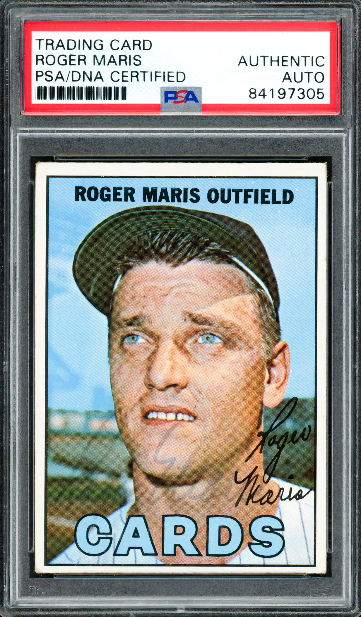 Roger Maris Autographed 1967 Topps Card #45 St. Louis Cardinals PSA/DNA #84197305