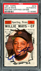 Willie Mays Autographed 1961 Topps Card #579 San Francisco Giants PSA/DNA #31183660