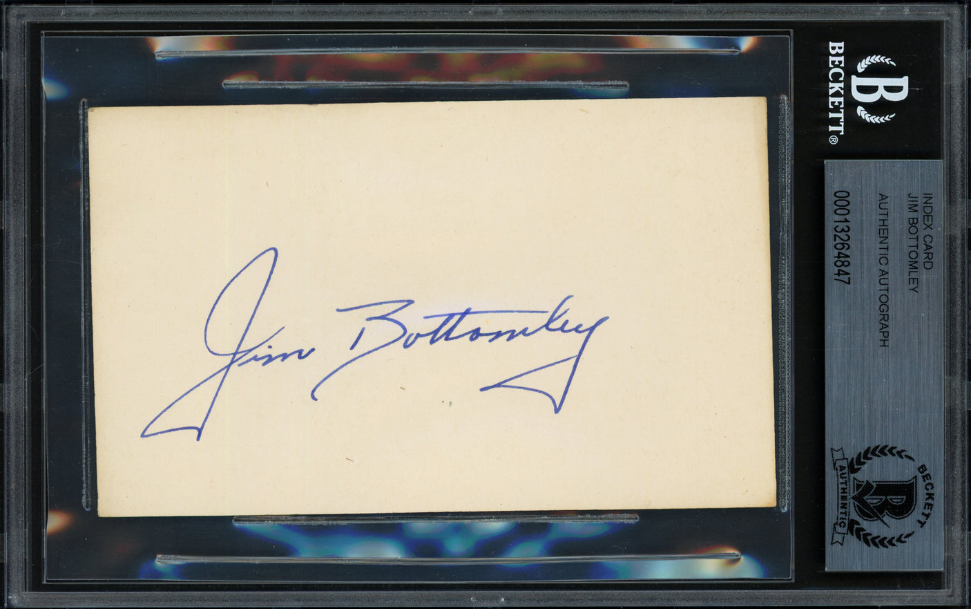 Jim Bottomley Autographed 3x5 Index Card St. Louis Cardinals Auto Grade Mint 9 Beckett BAS #13264847