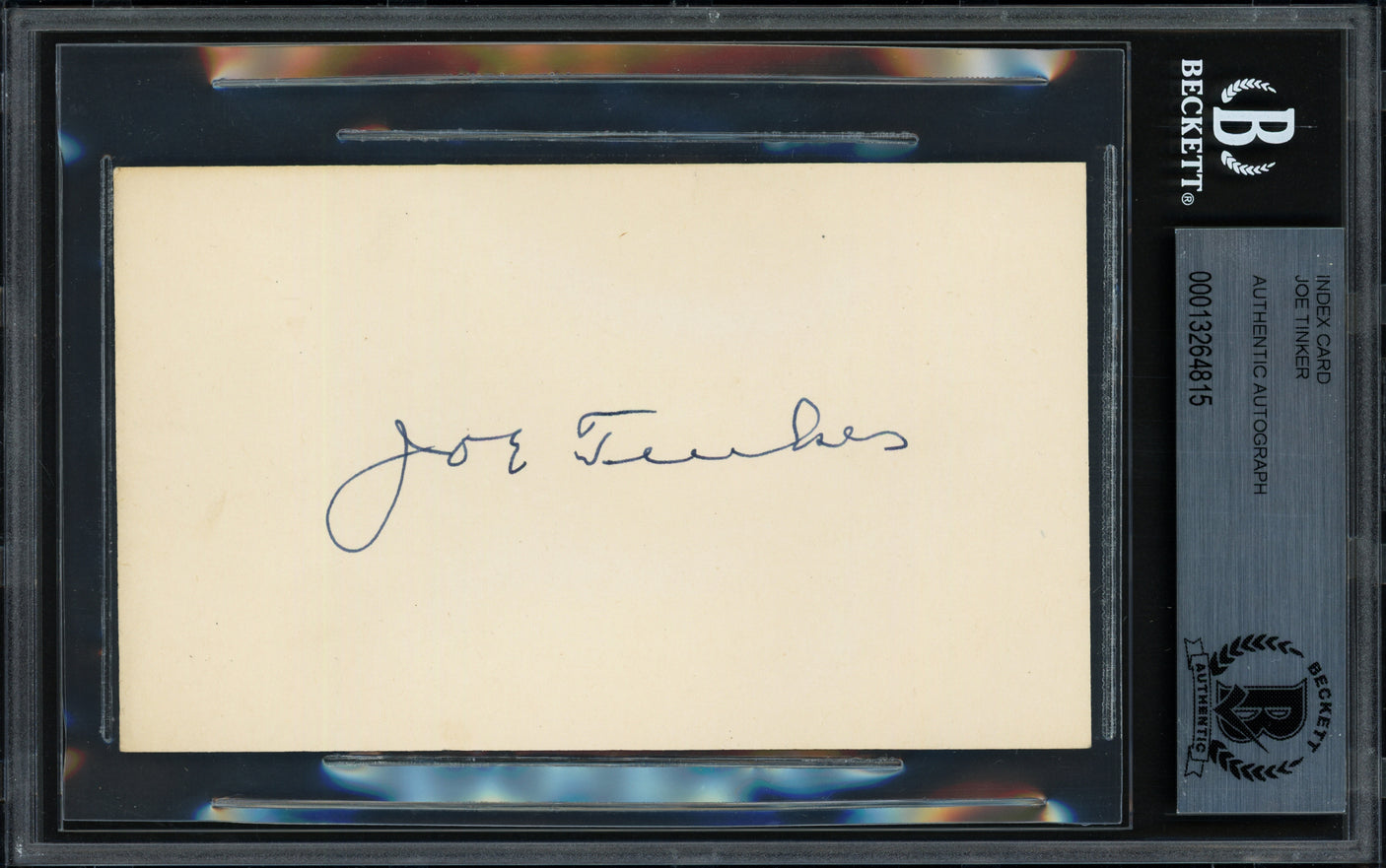 Joe Tinker Autographed 3x5 Index Card Chicago Cubs Auto Grade Gem Mint 10 Beckett BAS #13264815