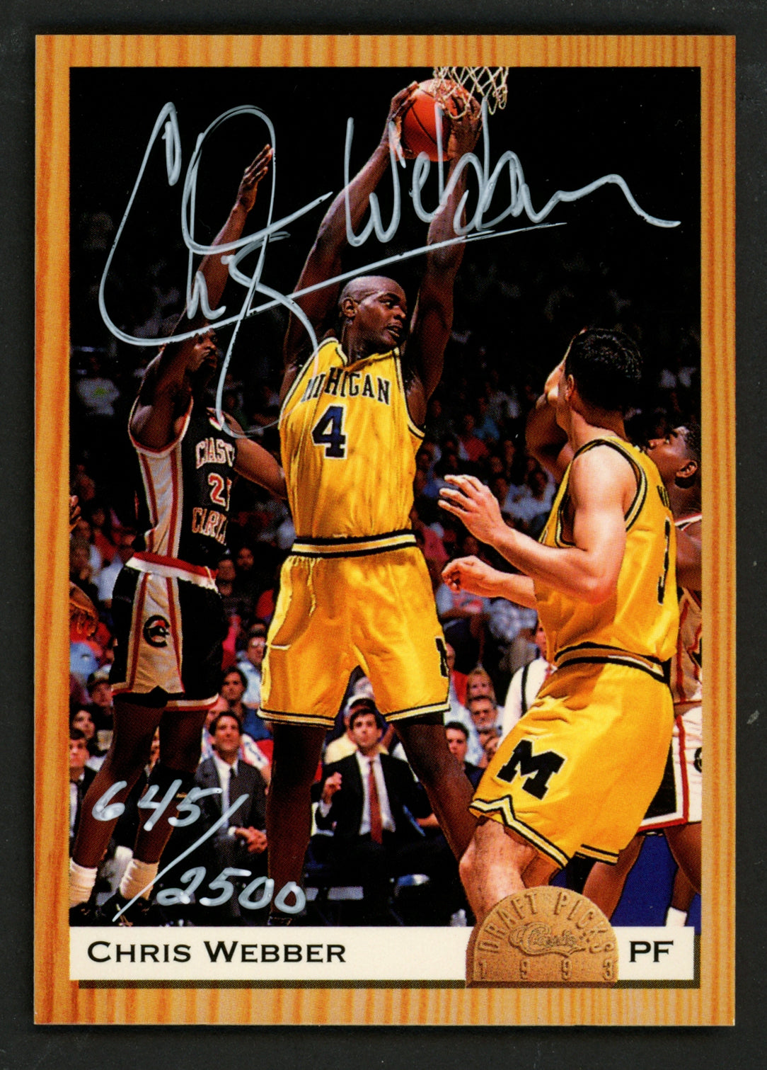 Chris Webber Autographed 1993-94 Classic Promo Rookie Card University of Michigan #645/2500 SKU #253125