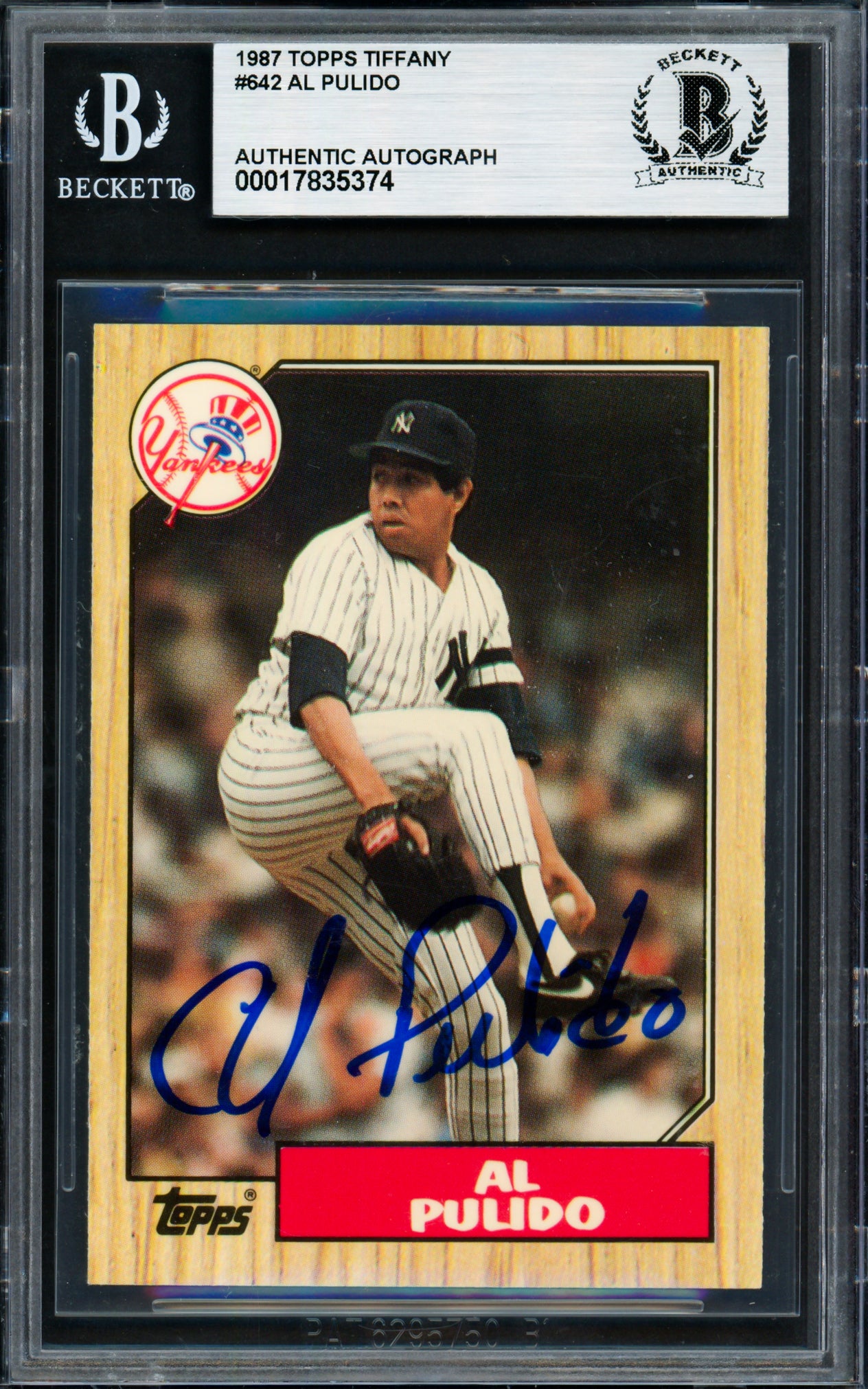 Al Pulido Autographed 1987 Topps Tiffany Card #642 New York Yankees Beckett BAS #17835374
