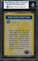 Walter Payton Autographed 1982 Topps In Action Card #303 Chicago Bears Beckett BAS #18280749