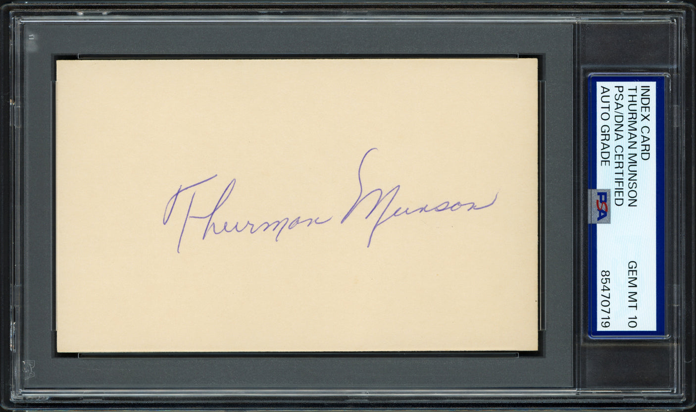 Thurman Munson Autographed 3x5 Index Card New York Yankees Auto Grade Gem Mint 10 PSA/DNA #85470719