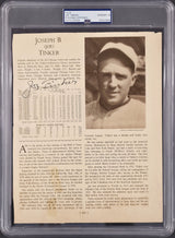 Joe Tinker Autographed 8.5x11 Magazine Page Chicago Cubs Auto Grade Gem Mint 10 PSA/DNA #85433069