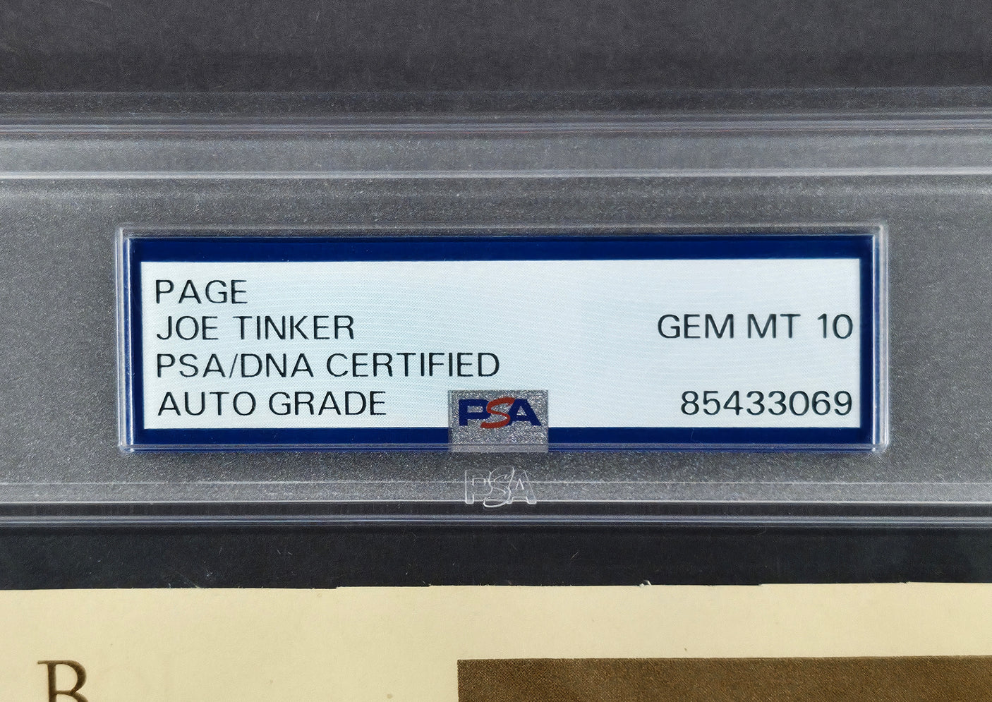 Joe Tinker Autographed 8.5x11 Magazine Page Chicago Cubs Auto Grade Gem Mint 10 PSA/DNA #85433069