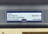 Joe Tinker Autographed 8.5x11 Magazine Page Chicago Cubs Auto Grade Gem Mint 10 PSA/DNA #85433069