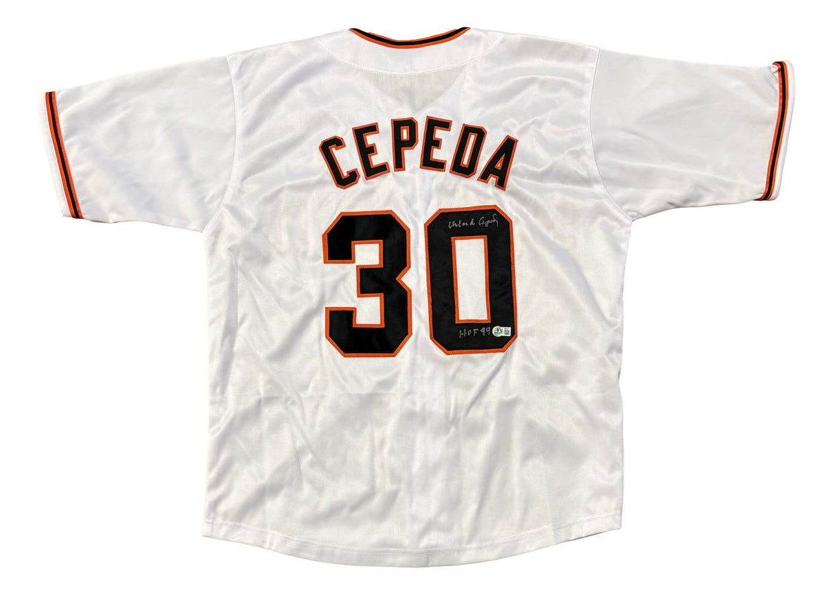 Orlando Cepeda San Francisco Signed White Baseball Jersey HOF 99 BAS
