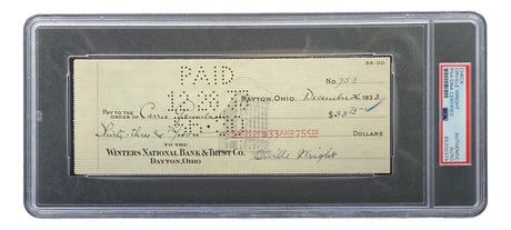 Orville Wright Signed Slabbed Bank Check PSA/DNA 85200374 - Sports Integrity