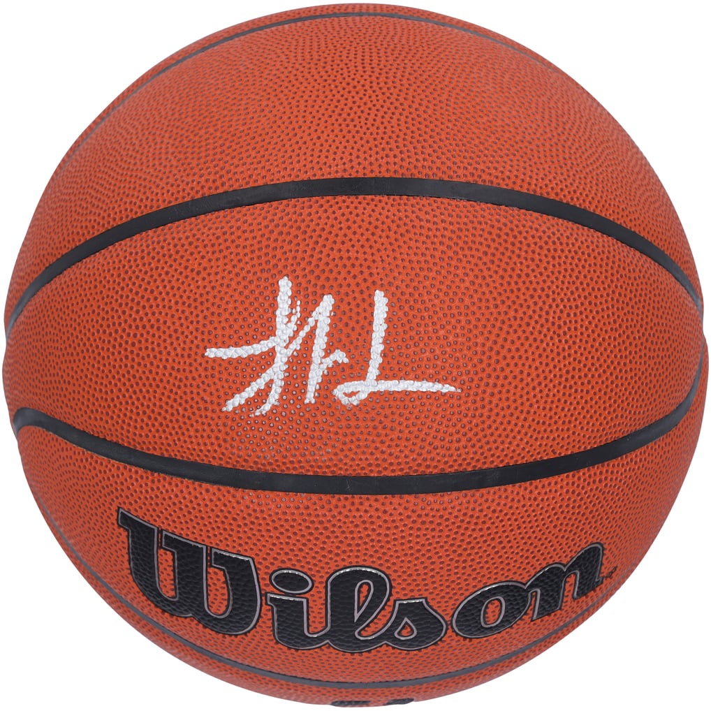 Yang Hansen Autographed Wilson Authentic Series NBA Indoor/Outdoor Basketball Fanatics