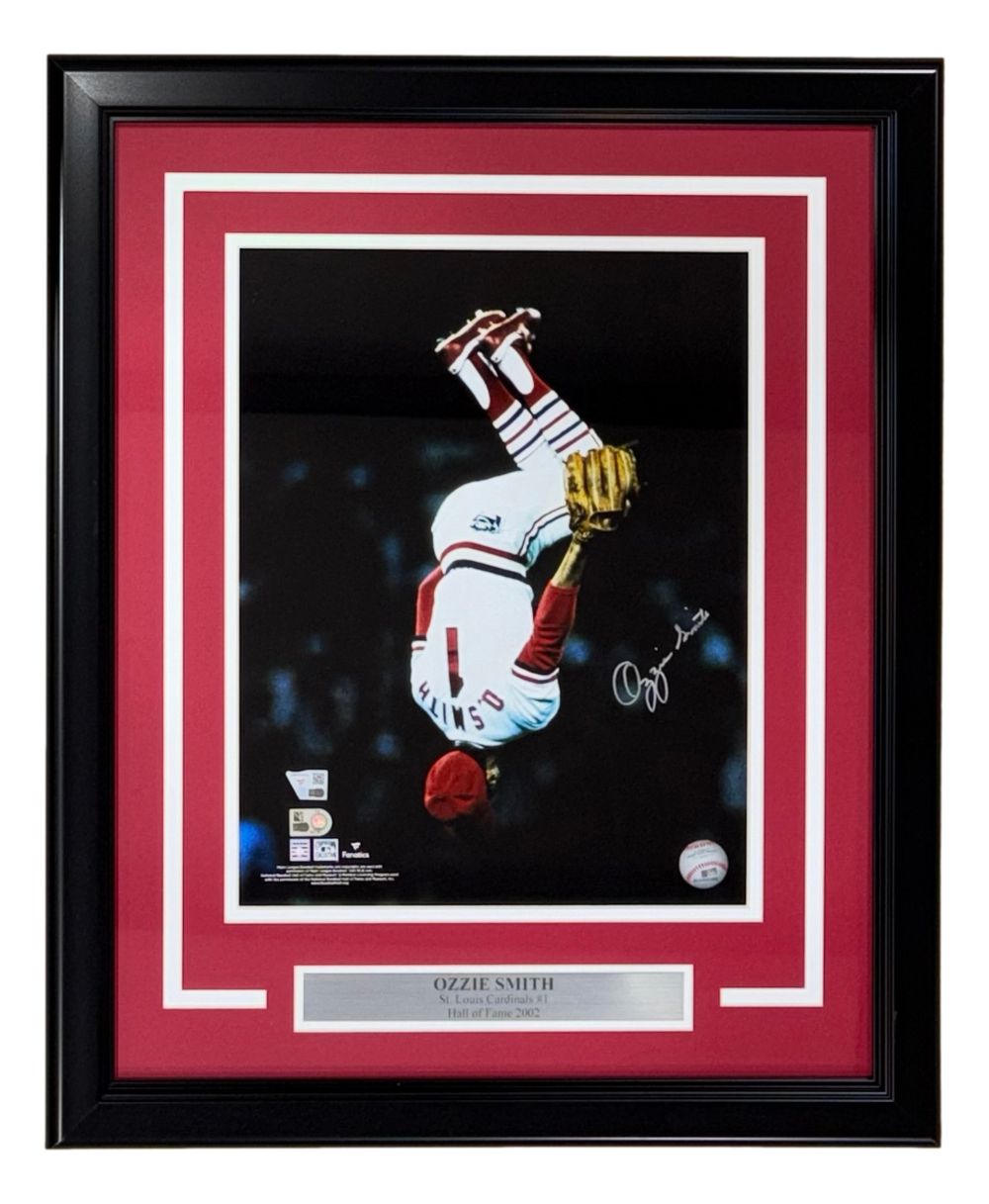 Ozzie Smith Signed Framed 11x14 St. Louis Cardinals Flip Photo Fanatics