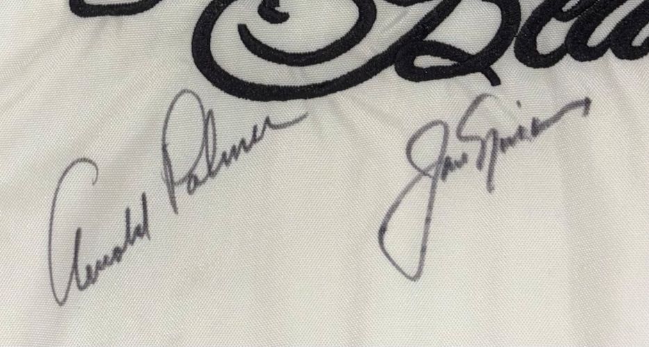 Arnold Palmer Jack Nicklaus Signed Framed King & Bear Golf Flag PSA/DNA LOA