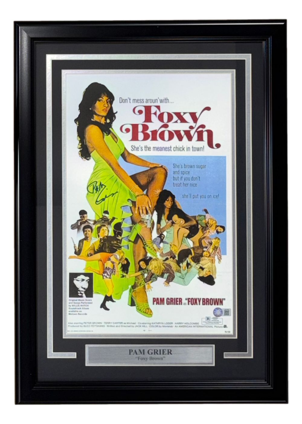 Pam Grier Signed Framed 11x17 Foxy Brown Photo Schwartz Hologram