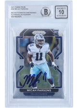 Micah Parsons Signed 2021 Panini Prizm #382 Cowboys Rookie Card BAS Auto 10
