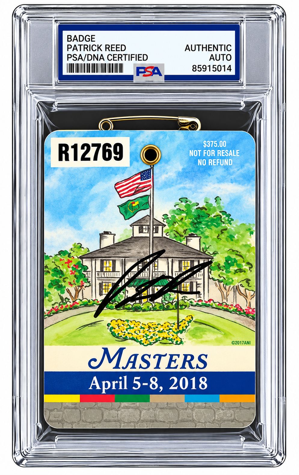 Patrick Reed Signed 2018 Masters Augusta National Badge PSA/DNA