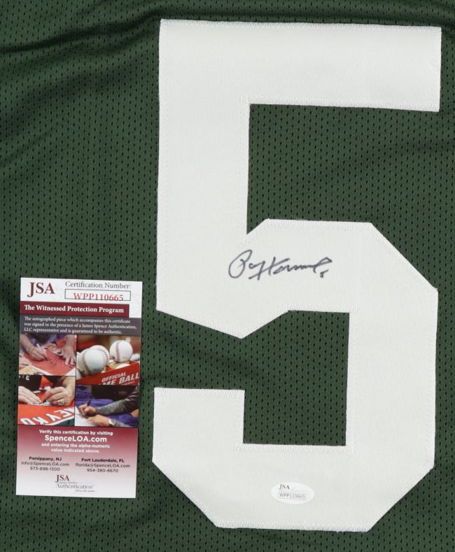 Paul Hornung Green Bay Signed Green Stat Football Jersey JSA