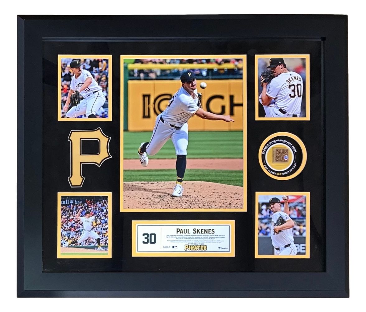 Paul Skenes Framed Pittsburgh Pirates MLB Debut Collage w/ Game Used Dirt