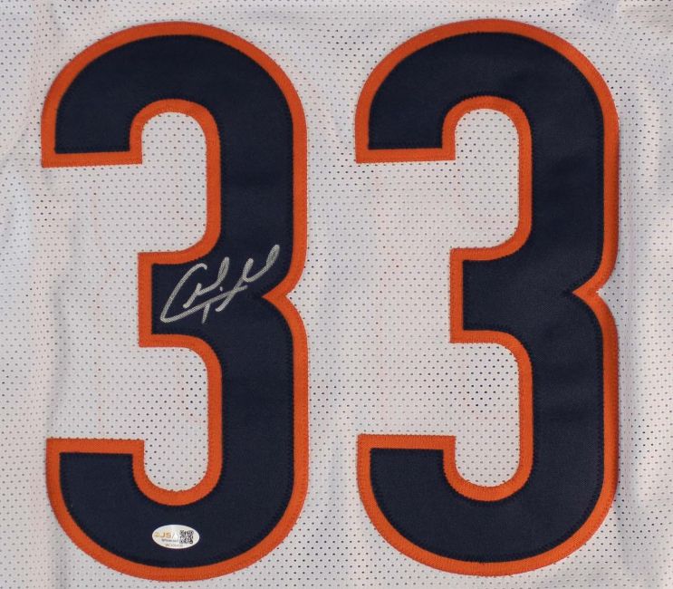 Charles Peanut Tillman Chicago Signed White Football Jersey JSA QR