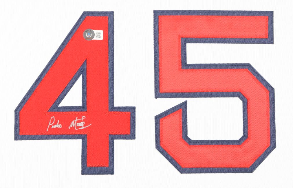 Pedro Martinez Boston Signed Framed White Baseball Jersey BAS