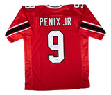 Michael Penix Jr Atlanta Signed Throwback Red Football Jersey JSA QR